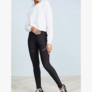 A STYLISH LIGHTWEIGHT BLACK LEGGINGS WITH MESH CUTOUTS INSERTS SIZE M